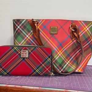 Dooney & Bourke Multicolor Plaid Tote and Wallet